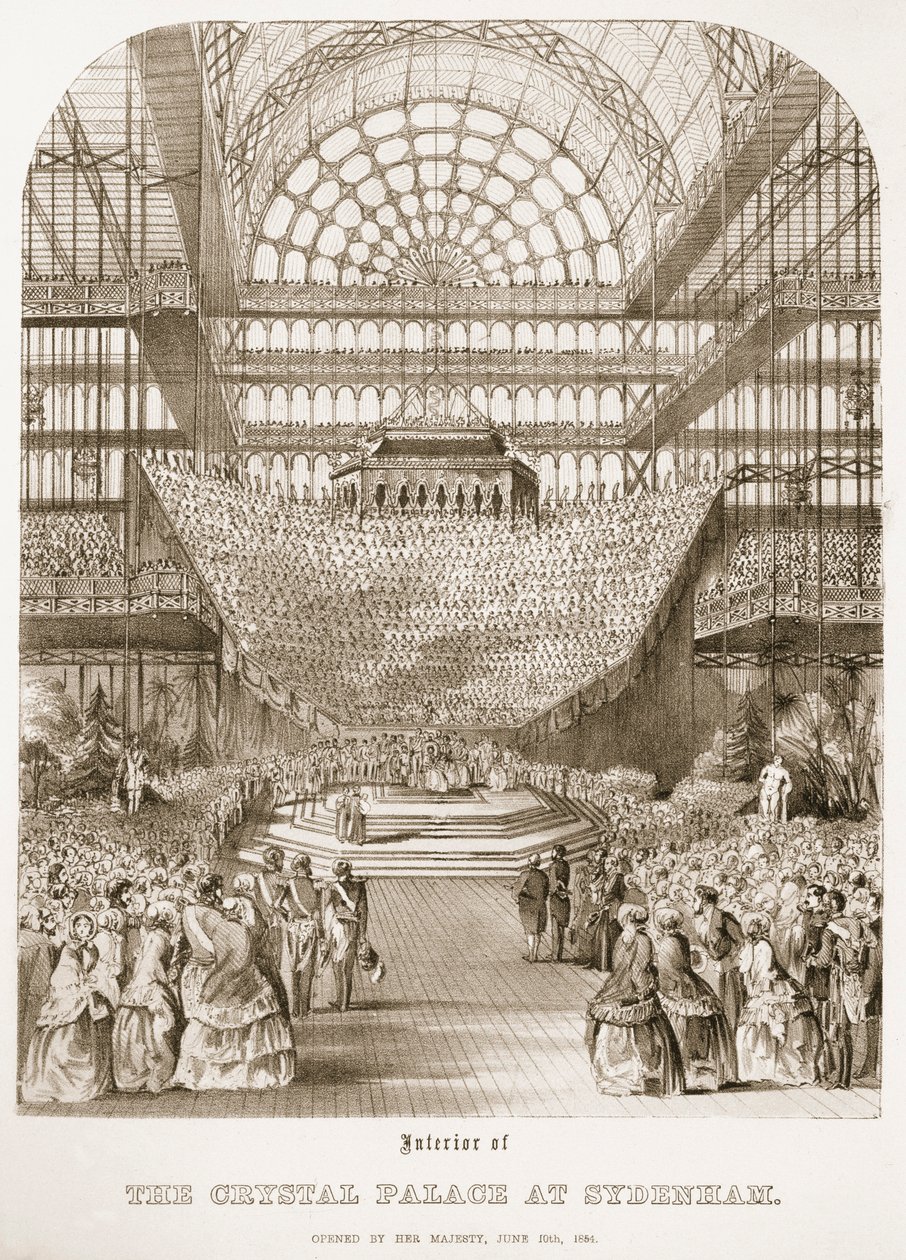 Abertura do Palácio de Cristal em Sydenham pela Rainha Vitória em 10 de junho de 1854. de Thomas Hosmer Shepherd