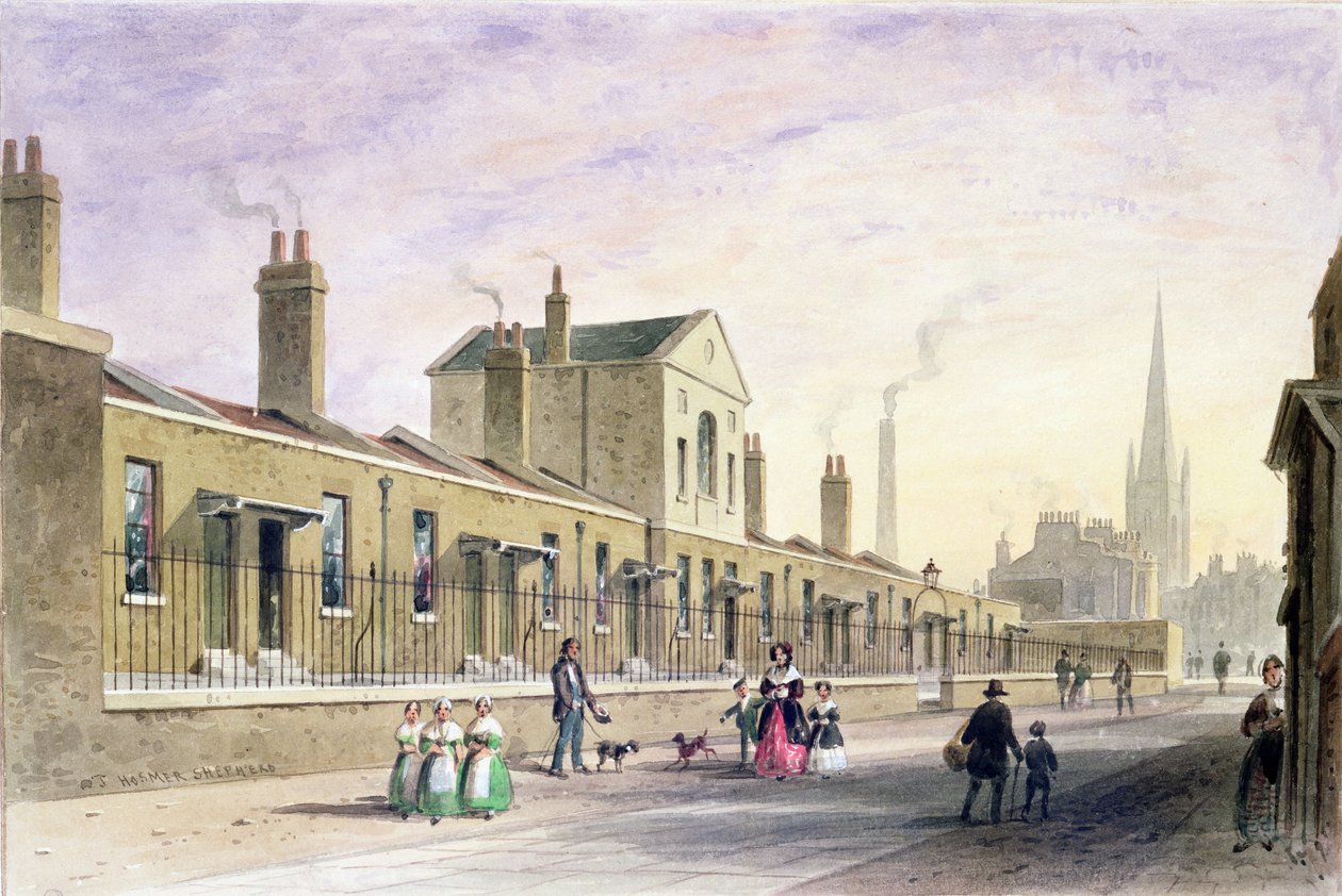 Casas de Esmolas de Palmer, Tothill Fields de Thomas Hosmer Shepherd