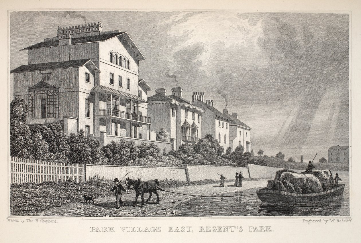 Park Village East, Regent&39;s Park, do pub "London and its Environs in the 19th Century". Jones und Co., 1827-1829 de Thomas Hosmer Shepherd