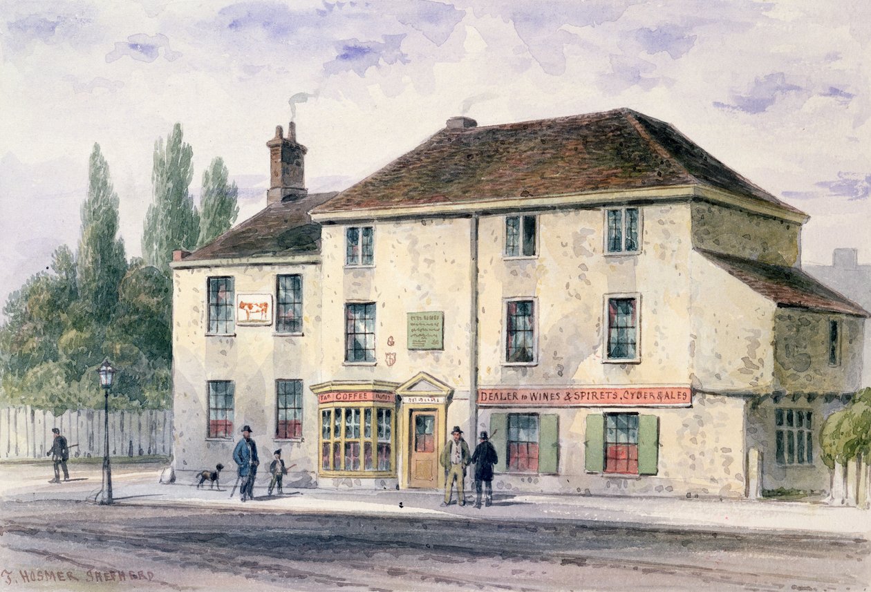 Pied Bull Public House, 1848 (wc no papel) de Thomas Hosmer Shepherd