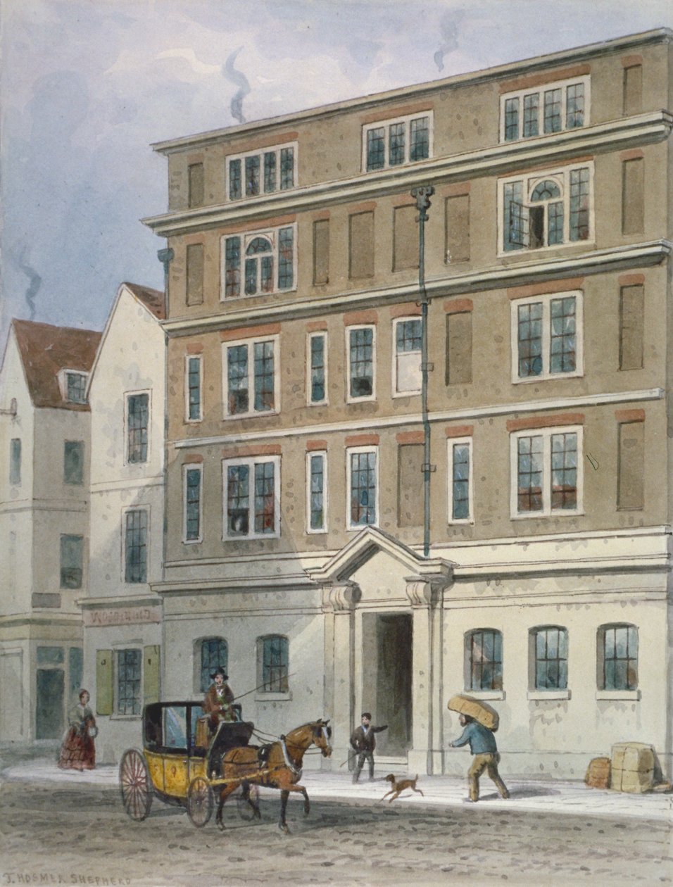 Residência de Titus Oates, Oat Lane, Cidade de Londres, 1848 de Thomas Hosmer Shepherd