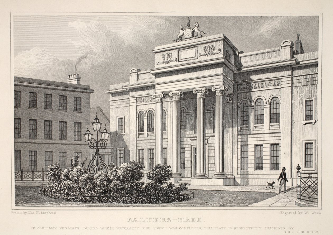 Salters Hall, do pub "London and its Environs in the 19th Century". Jones und Co., 1827-1829 de Thomas Hosmer Shepherd