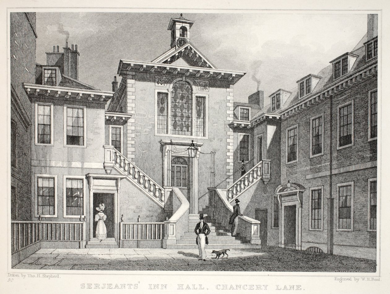 Serjeant&39;s Inn, Chancery Lane, do pub "London and its Environs in the 19th Century". Jones und Co., 1827-1829 de Thomas Hosmer Shepherd