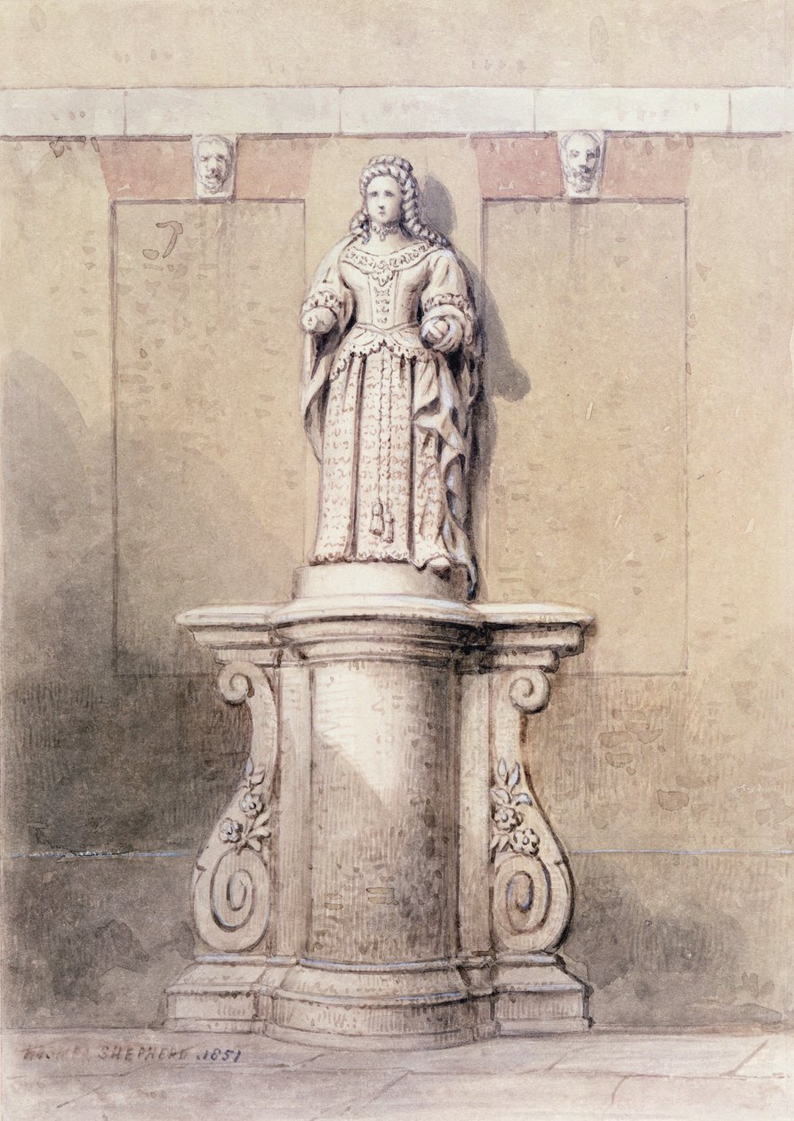 Estátua da Rainha Ana no East End da Praça da Rainha, 1851 de Thomas Hosmer Shepherd