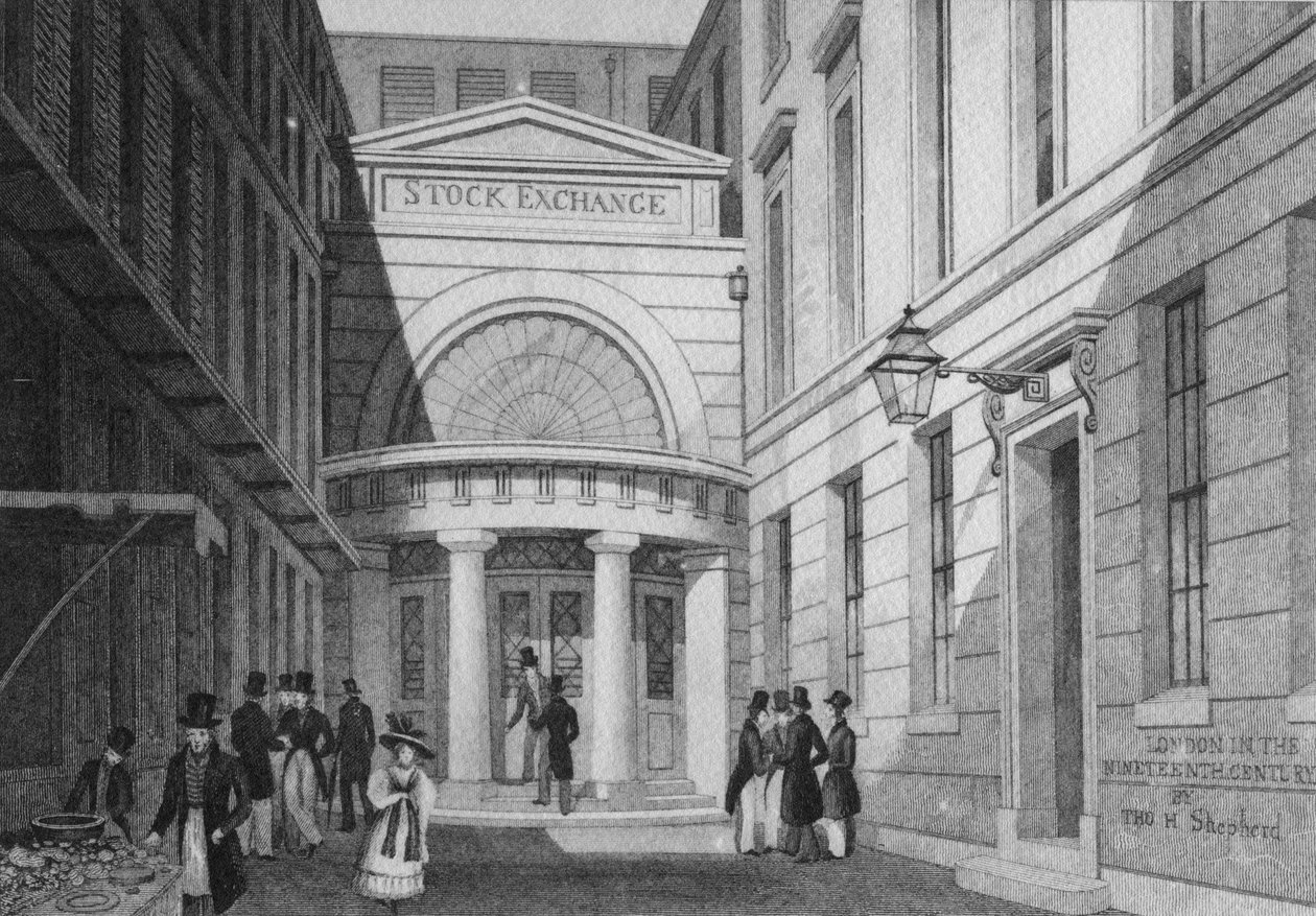 Bolsa de Valores de Londres, de &39;Melhorias Metropolitanas; ou Londres no século XIX &39;, c.1828 de Thomas Hosmer Shepherd