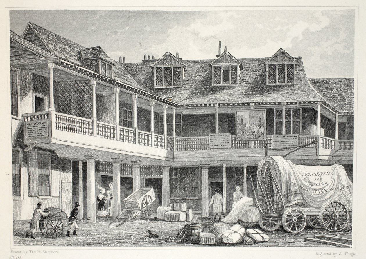 Talbot Inn, Southwark, do pub &39;London and its Environs in the 19th century&39;. Jones und Co., 1827-1829 de Thomas Hosmer Shepherd