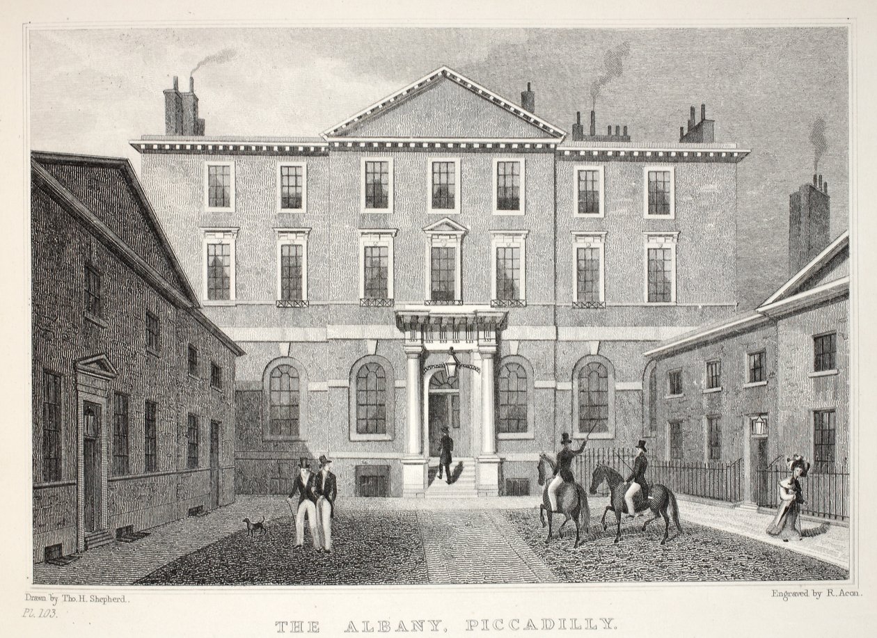 A Albany, Piccadilly, do pub "London and its Environs in the 19th Century". Jones und Co., 1827-1829 de Thomas Hosmer Shepherd