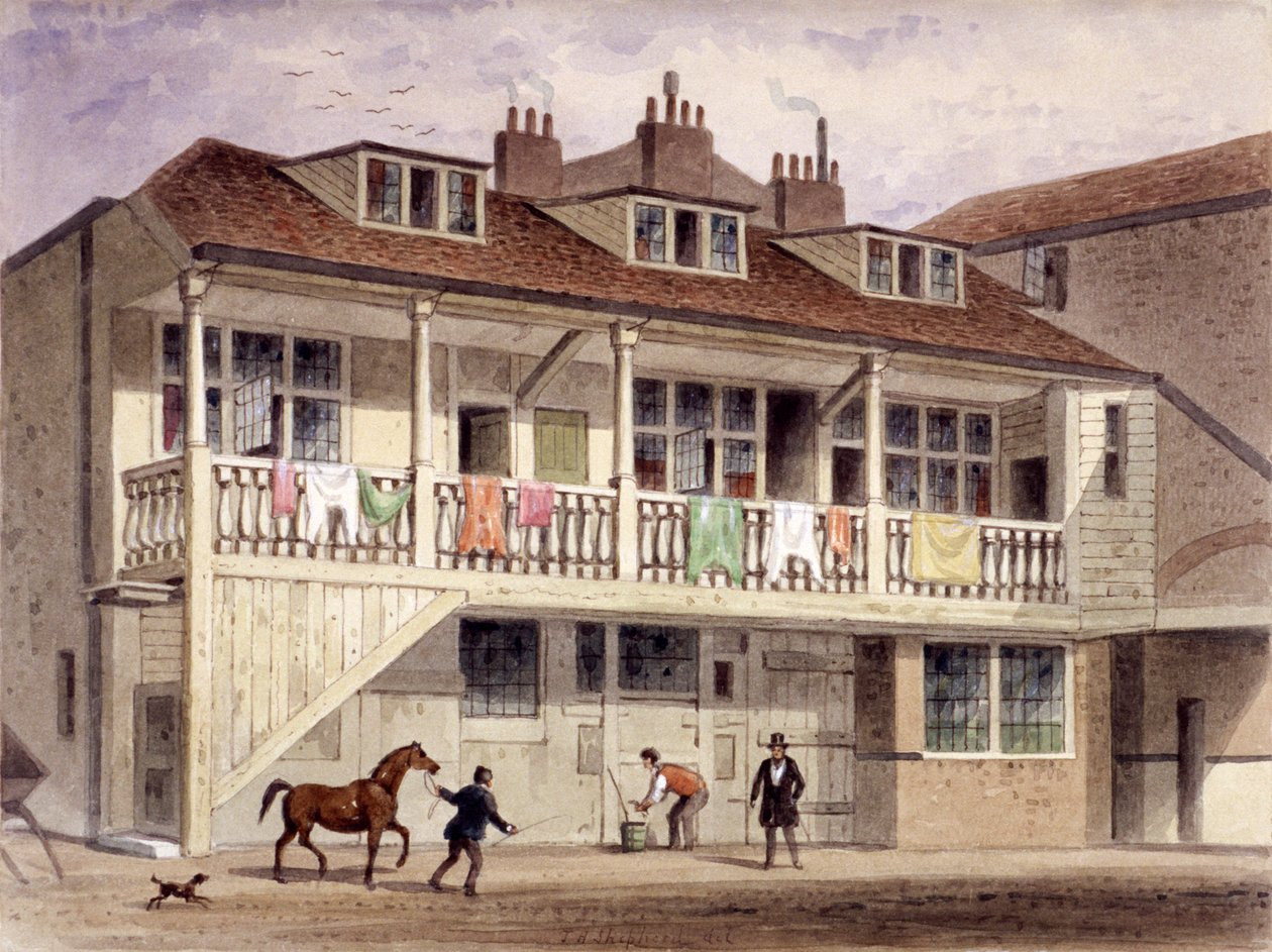 The Black Lion Inn, Whitefriars Street, Londres, c1855. de Thomas Hosmer Shepherd