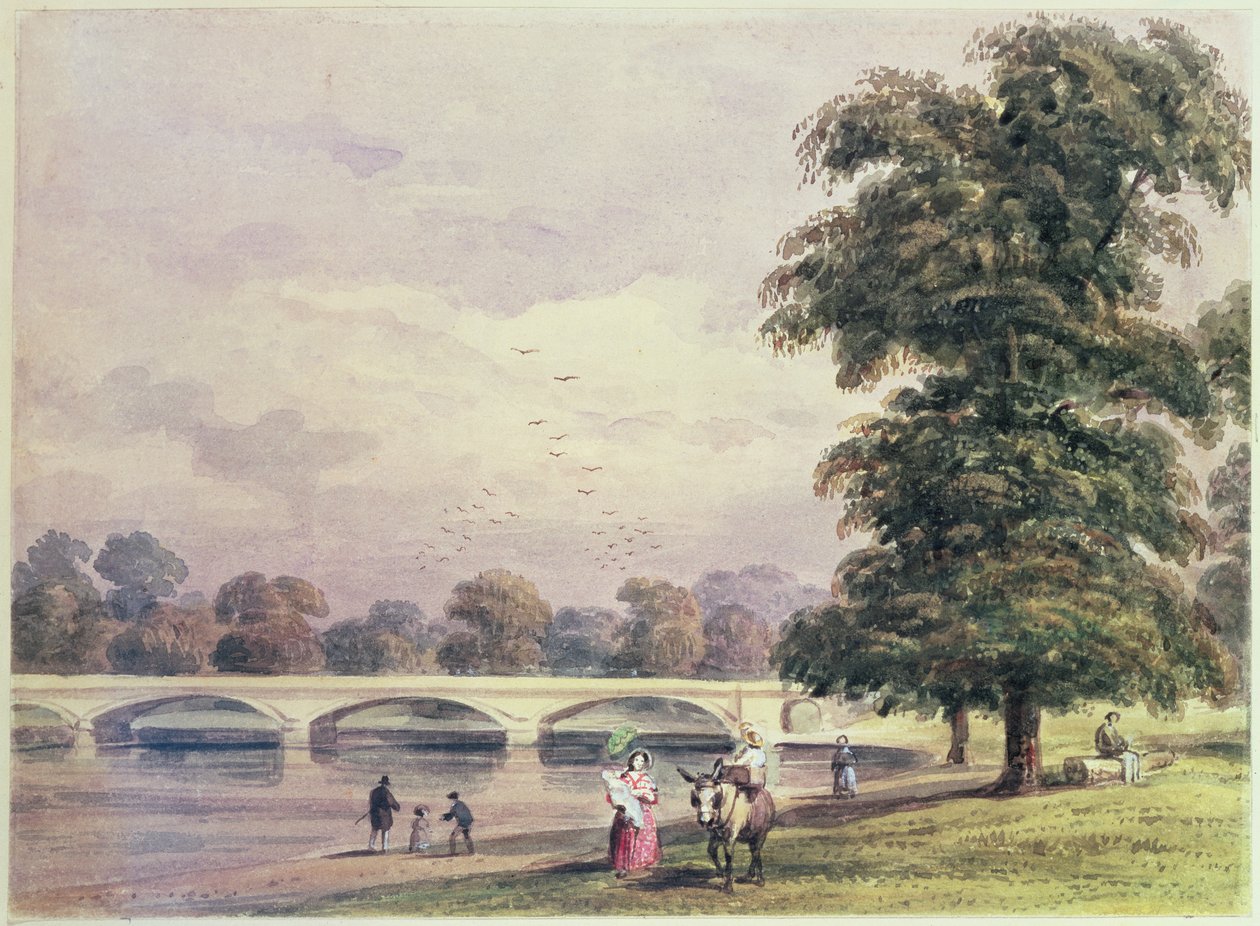 A ponte entre Kensington Gardens e Hyde Park na Serpentine de Thomas Hosmer Shepherd