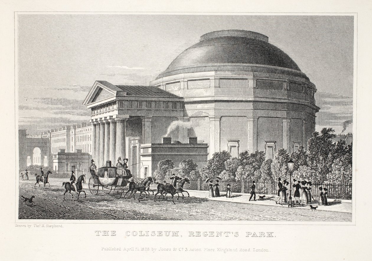 O Coliseum, Regent&39;s Park, do pub "London and its Environs in the 19th Century". Jones und Co., 1827-1829 de Thomas Hosmer Shepherd