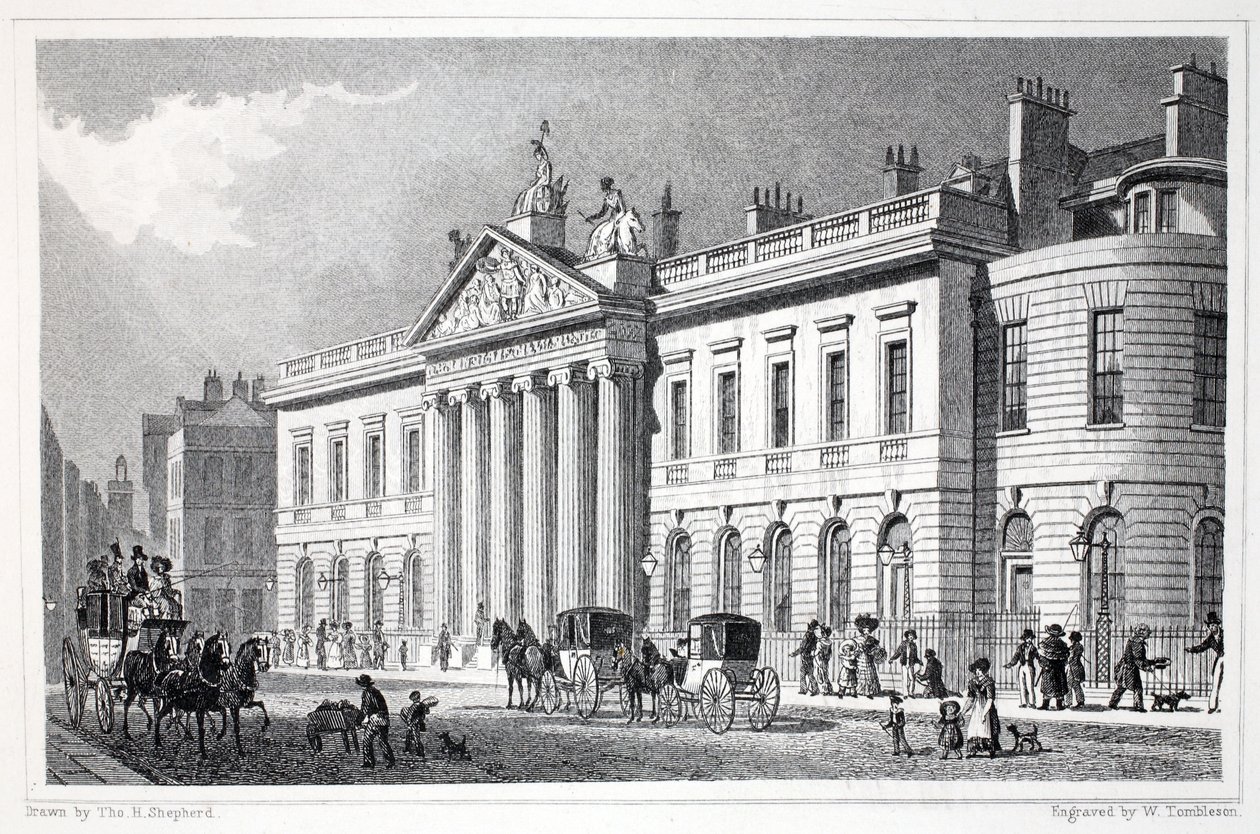 A Casa das Índias Orientais, do pub "Londres e seus arredores no século XIX". Jones und Co., 1827-1829 de Thomas Hosmer Shepherd
