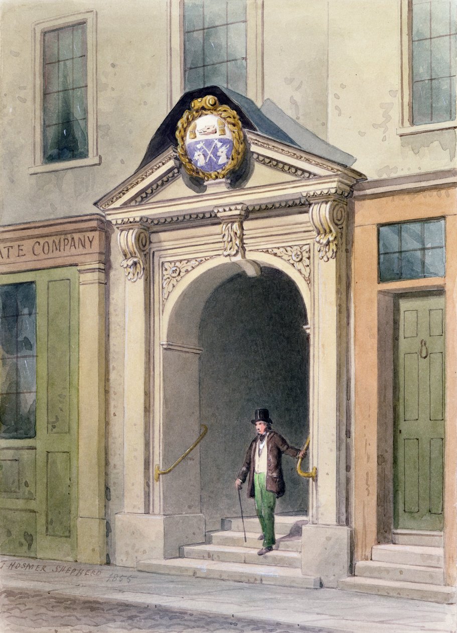 A entrada para o açougue &39;Hall, 1855, de Thomas Hosmer Shepherd
