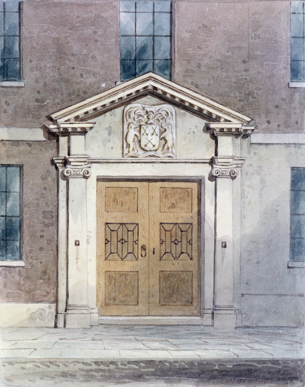 A entrada para o Old Hall Cutlers, 1850 de Thomas Hosmer Shepherd