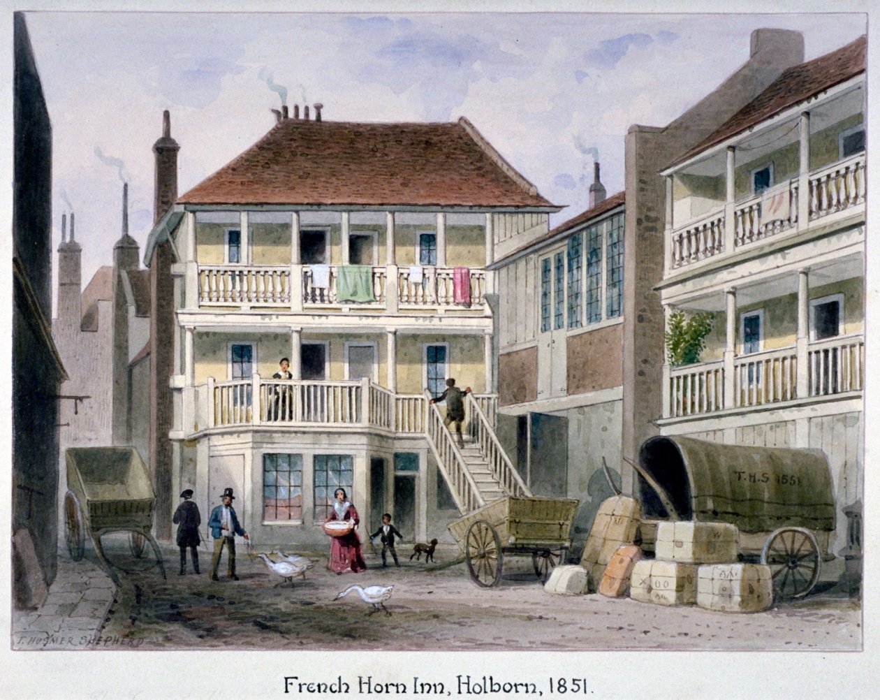 The French Horn Inn, Holborn, Londres, 1851.                   de Thomas Hosmer Shepherd