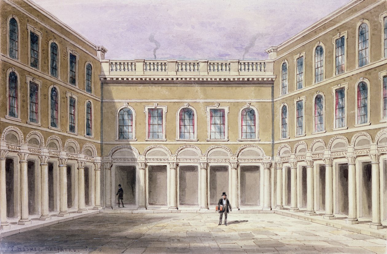 A Corte Interna do Drapers &39;Hall, 1854 de Thomas Hosmer Shepherd
