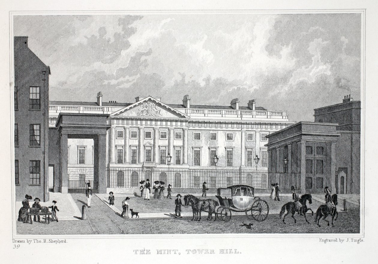 O Mont, Tower Hill, do pub "London and its Environs in the 19th Century". Jones und Co., 1827-1829 de Thomas Hosmer Shepherd