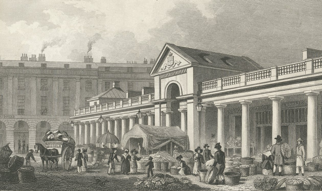 A fachada NW do novo mercado de Covent Garden, 1827-30 de Thomas Hosmer Shepherd