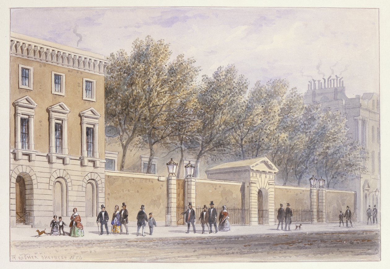 A nova entrada para o salão de mercearias, 1854 de Thomas Hosmer Shepherd