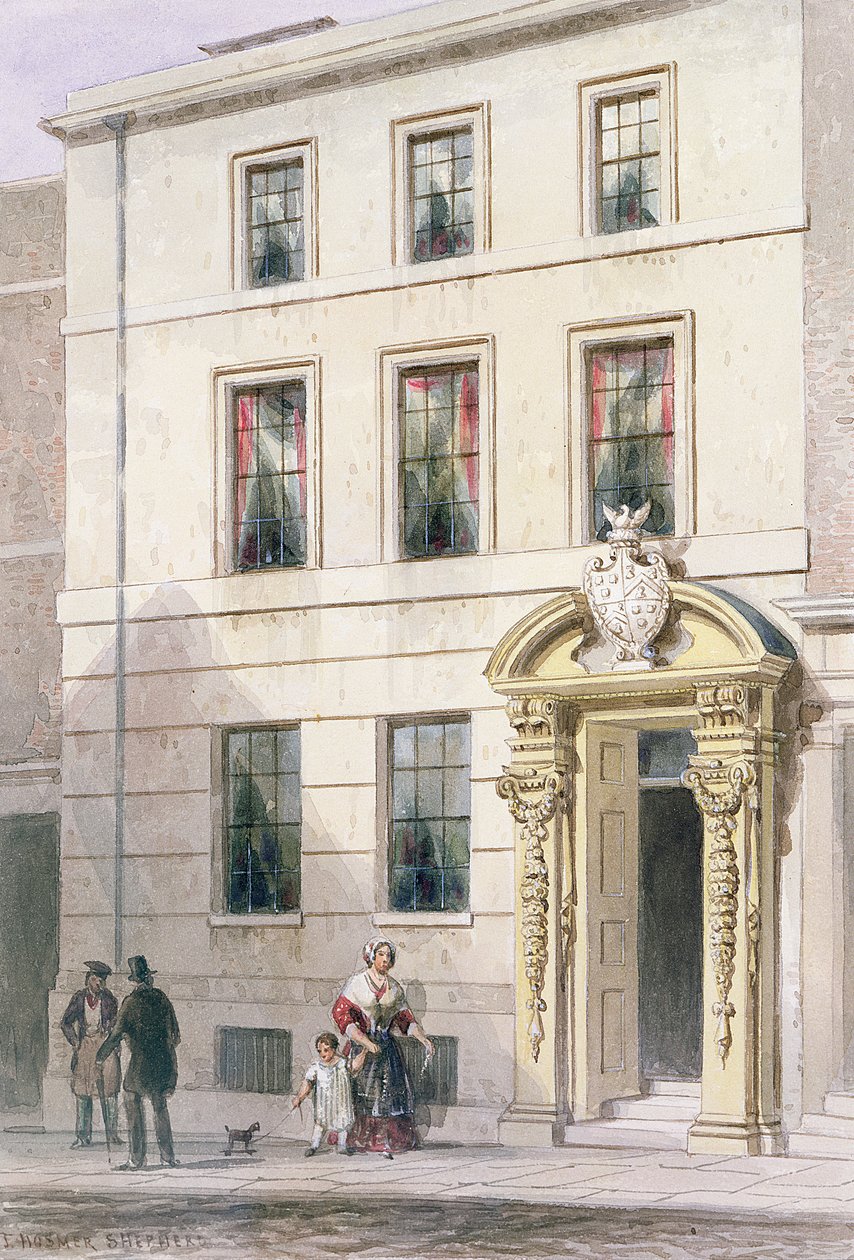 A Nova Frente do Pintor Stainers Hall, 1850 (wc no papel) de Thomas Hosmer Shepherd