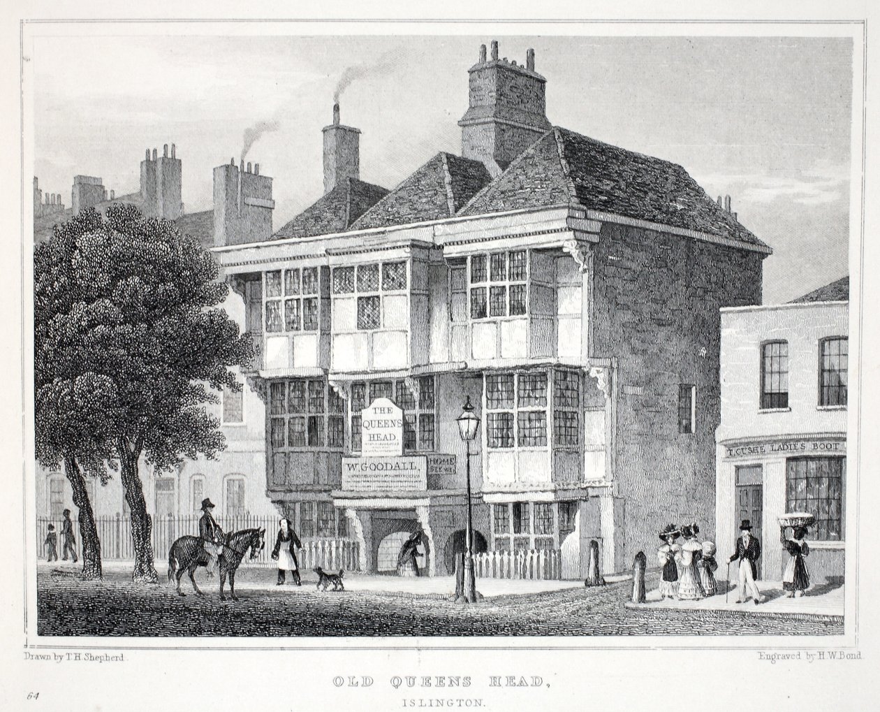 O Old Queen&39;s Head, em Islington, do pub "London and its Environs in the 19th Century". Jones und Co., 1827-1829 de Thomas Hosmer Shepherd