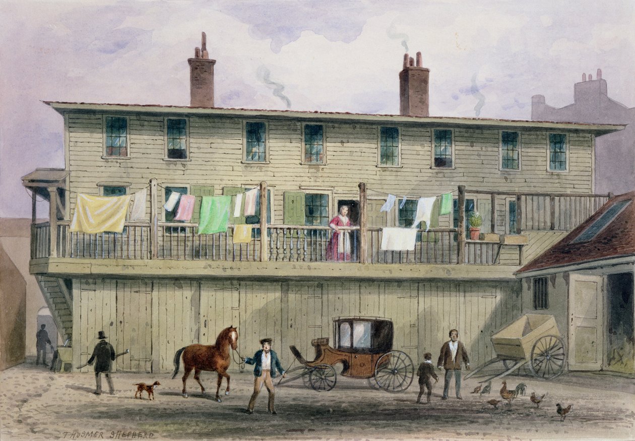 The Old Vine Inn, Rua Aldersgate, 1855 de Thomas Hosmer Shepherd