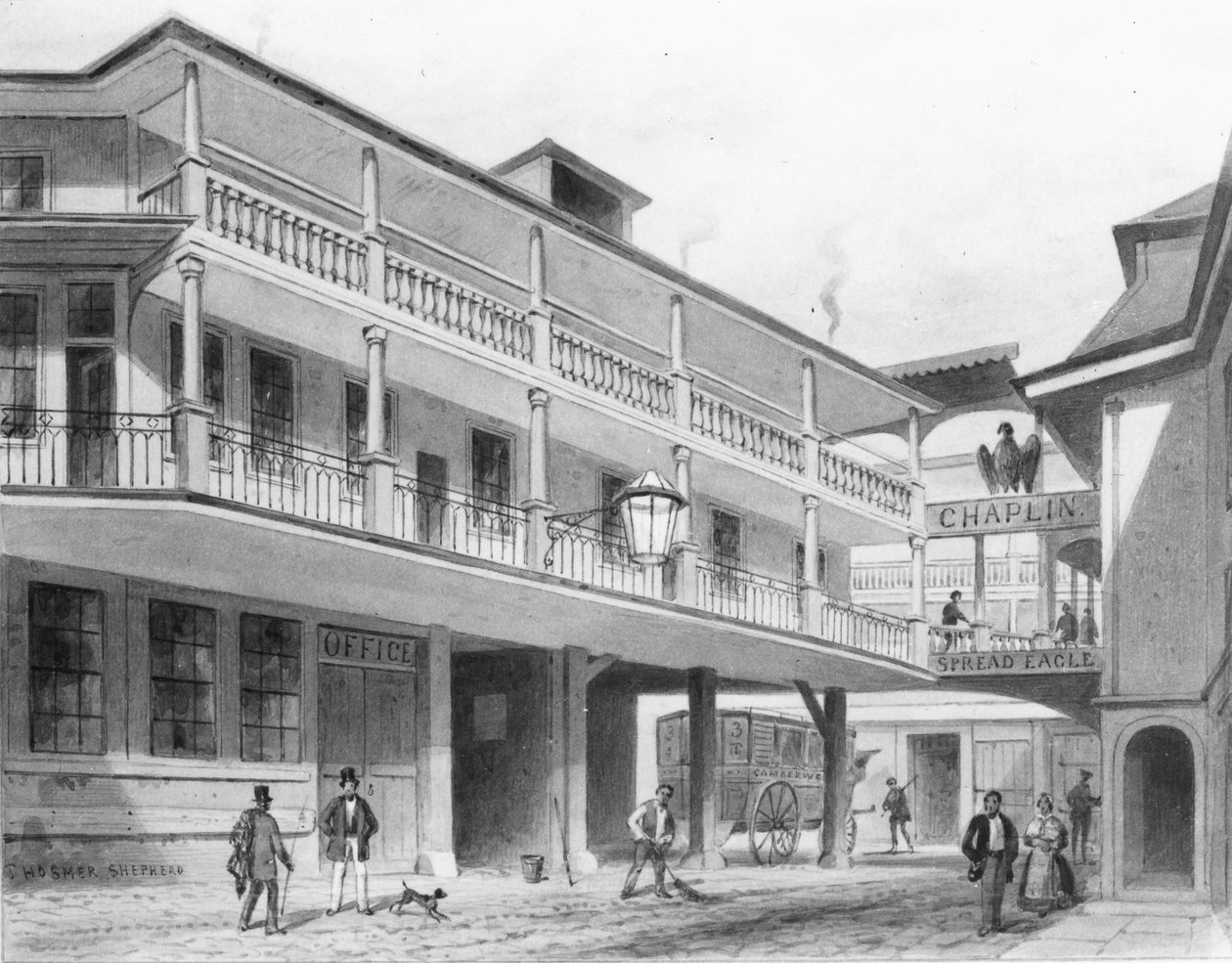 A Spread Eagle Gracechurch Street (aquarela) de Thomas Hosmer Shepherd