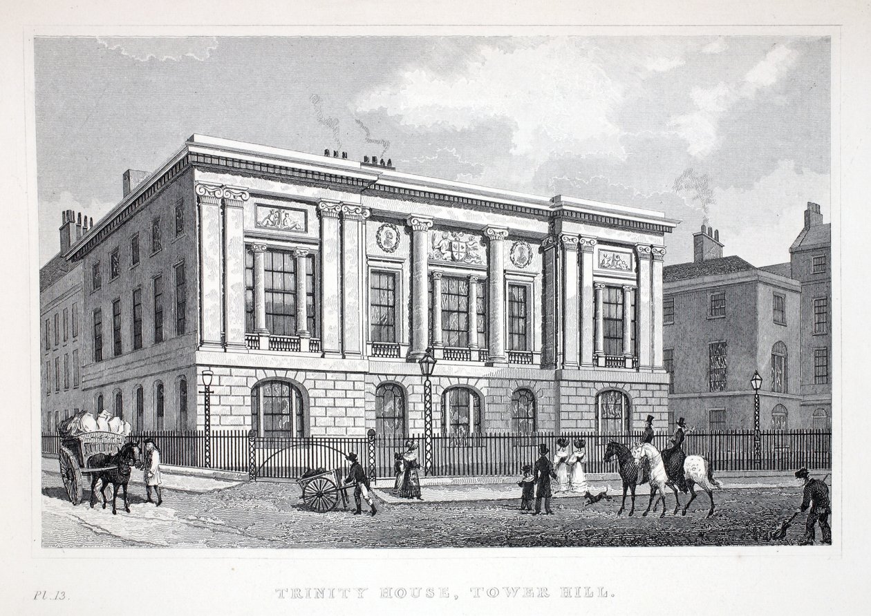 Trinity House, Tower Hill, do pub "London and its Environs in the 19th Century". Jones und Co., 1827-1829 de Thomas Hosmer Shepherd
