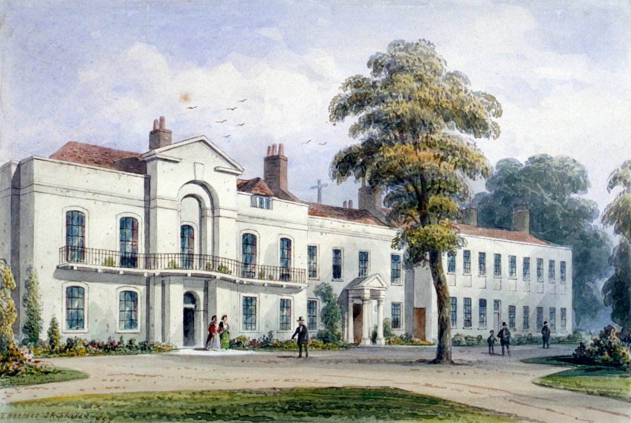 Vista do Brompton Lodge, Kensington, Londres, 1857 de Thomas Hosmer Shepherd
