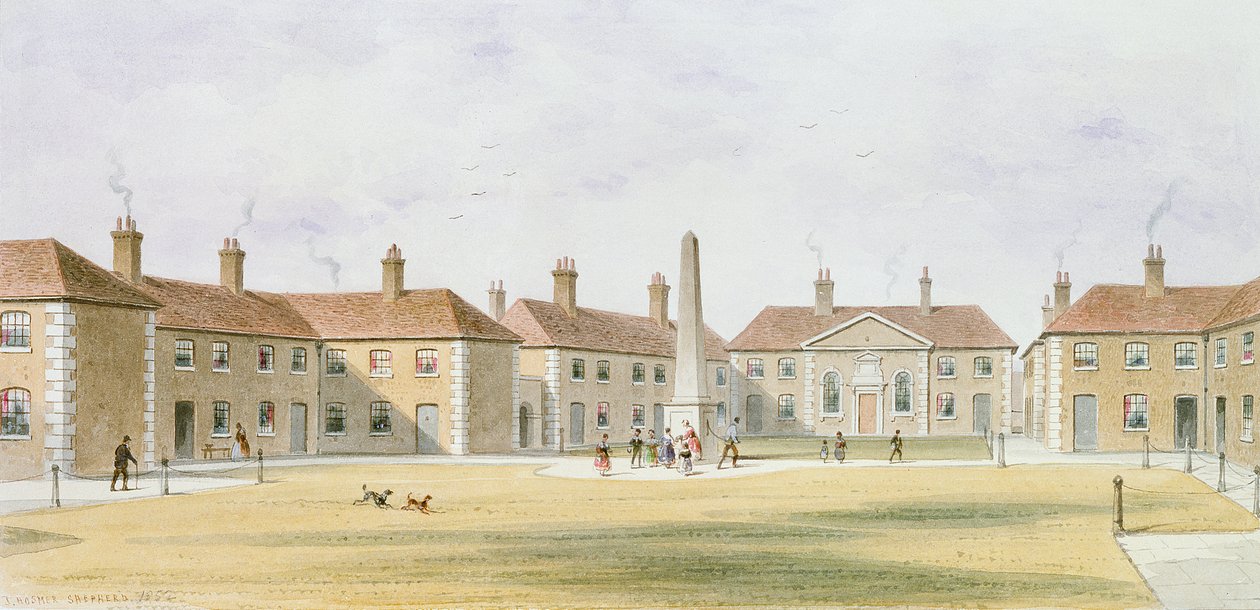 Vista de Alms Houses de Charles Hopton, 1852 de Thomas Hosmer Shepherd