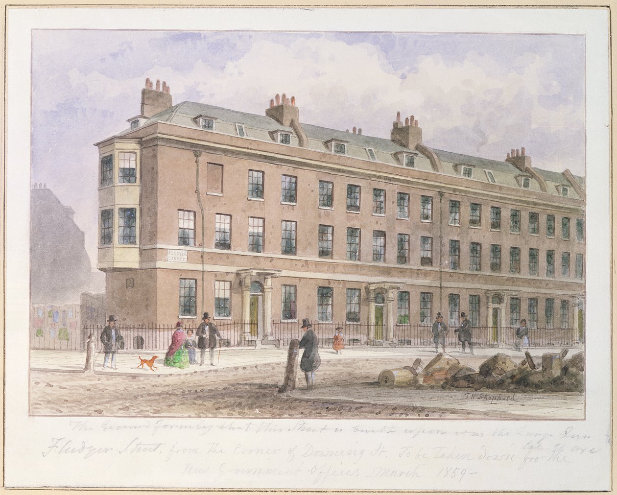 Vista, fludyer, rua, olhar, parlamento, rua, 1859 de Thomas Hosmer Shepherd