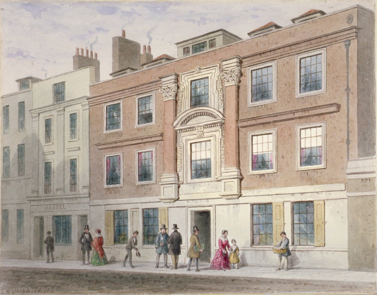 Vista de uma mansão na Great Winchester Street, City of London, 1841 de Thomas Hosmer Shepherd