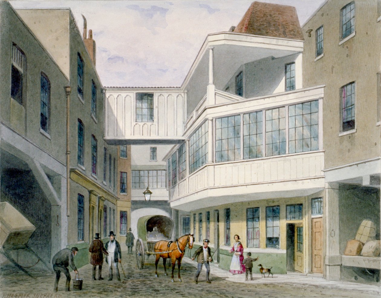 Vista da Cross Keys Tavern, Wood Street, City of London, c1850. de Thomas Hosmer Shepherd