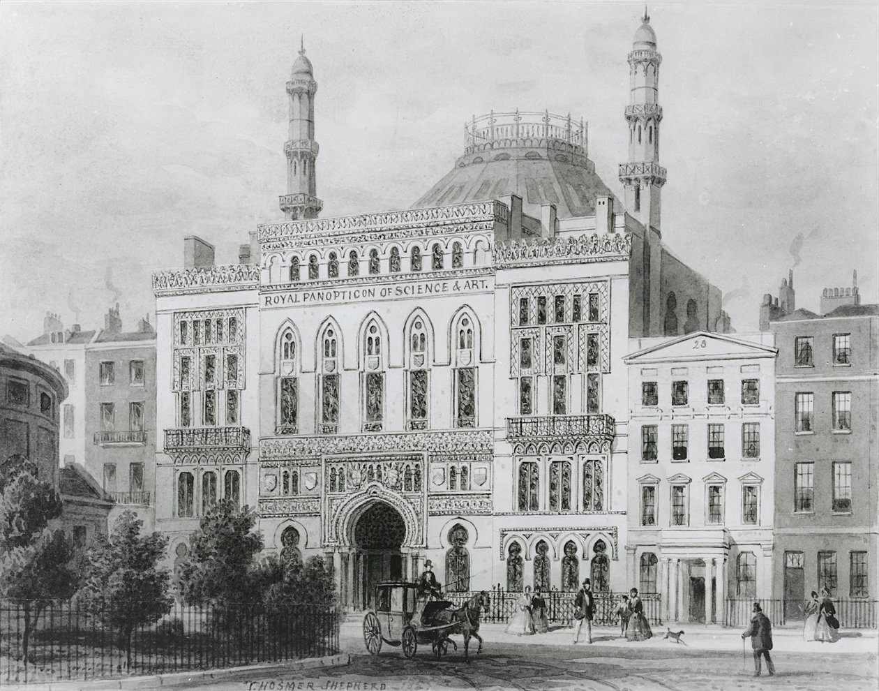 Vista do Panopticon Real de Ciência e Arte, 1825 (litografia) de Thomas Hosmer Shepherd
