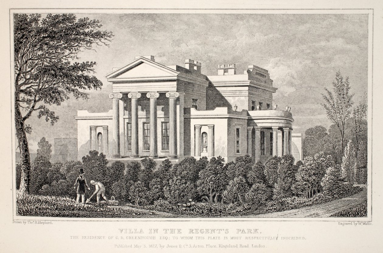 Villa no Regent&39;s Park, do pub "London and its Environs in the 19th Century". Jones und Co., 1827-1829 de Thomas Hosmer Shepherd