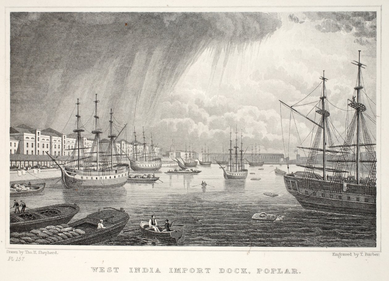 West India Docks, Isle of Dogs, de Londres e arredores do pub do século XIX. Jones und Co., 1827-1829 de Thomas Hosmer Shepherd