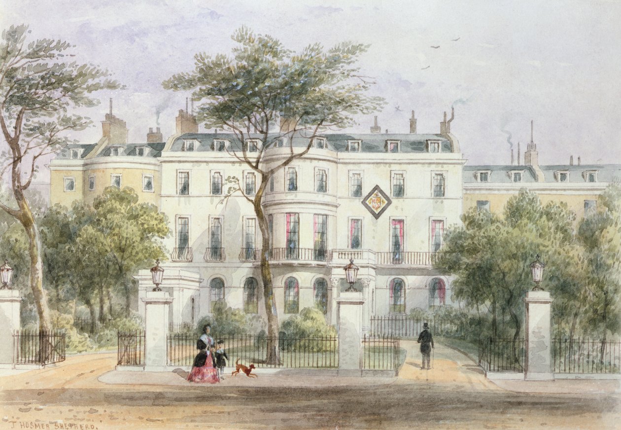Frente Oeste da Casa de Sir Robert Peel em Privy Garden (1788-1850) 1851 de Thomas Hosmer Shepherd