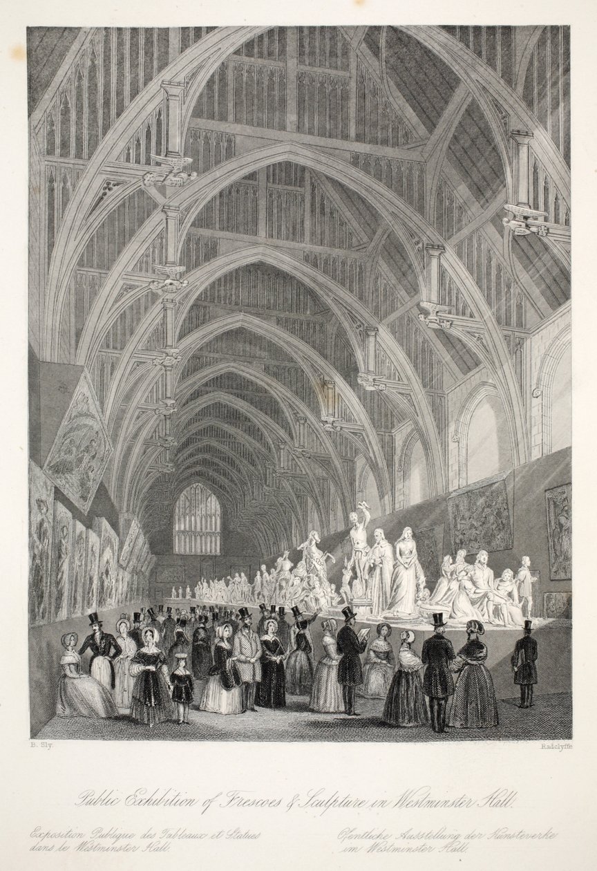 Westminster Hall, do pub "London Interiors with Costumes and Ceremonies". Joseph Mead, Londres, c.1843 (gravura em aço) de Thomas Hosmer Shepherd