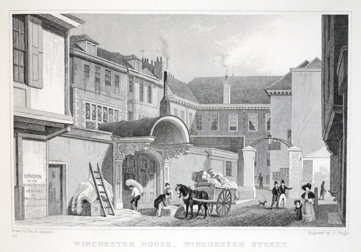 Winchester House, Winchester Street, do pub "London and its Environs in the 19th Century". Jones und Co., 1827-1829 de Thomas Hosmer Shepherd