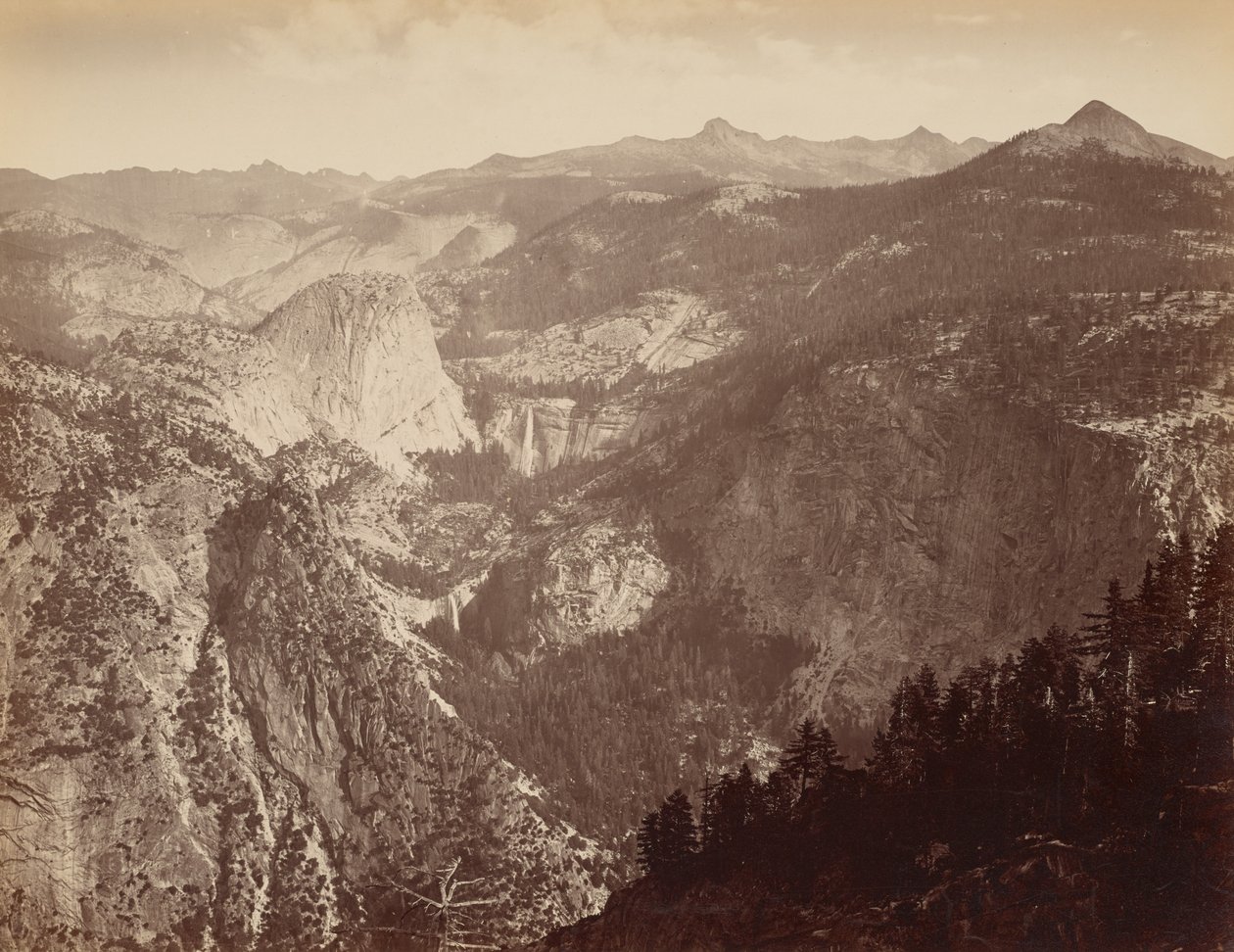 [Vale de Yosemite visto de cima] / [Yowiye e Piwyack. Queda Vernal e Nevada. Vale de Yosemite a partir de Glacier Point] de Thomas Houseworth and Company