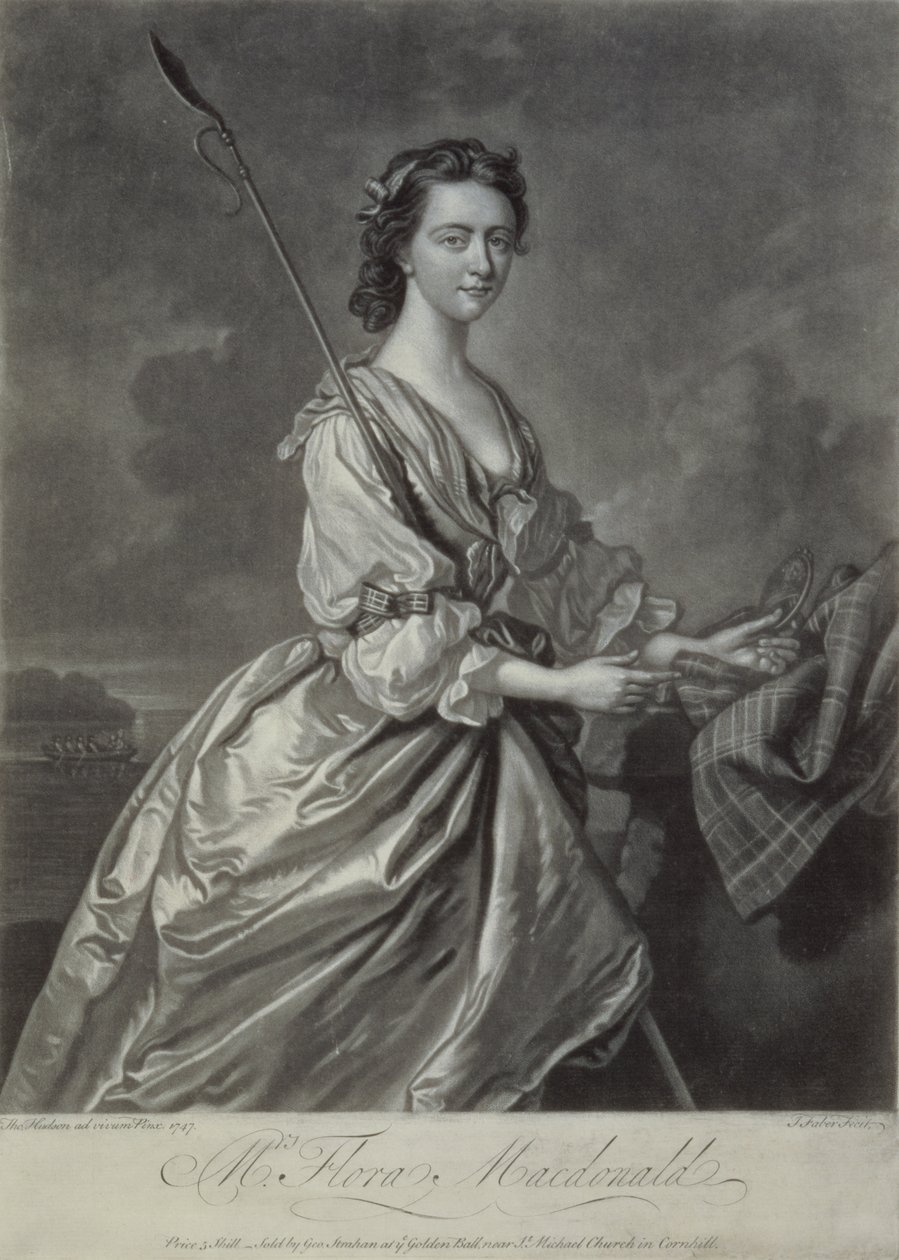 Flora MacDonald (1722-90), gravado por J. Faber, 1747 (gravura em mezzotint) de Thomas Hudson