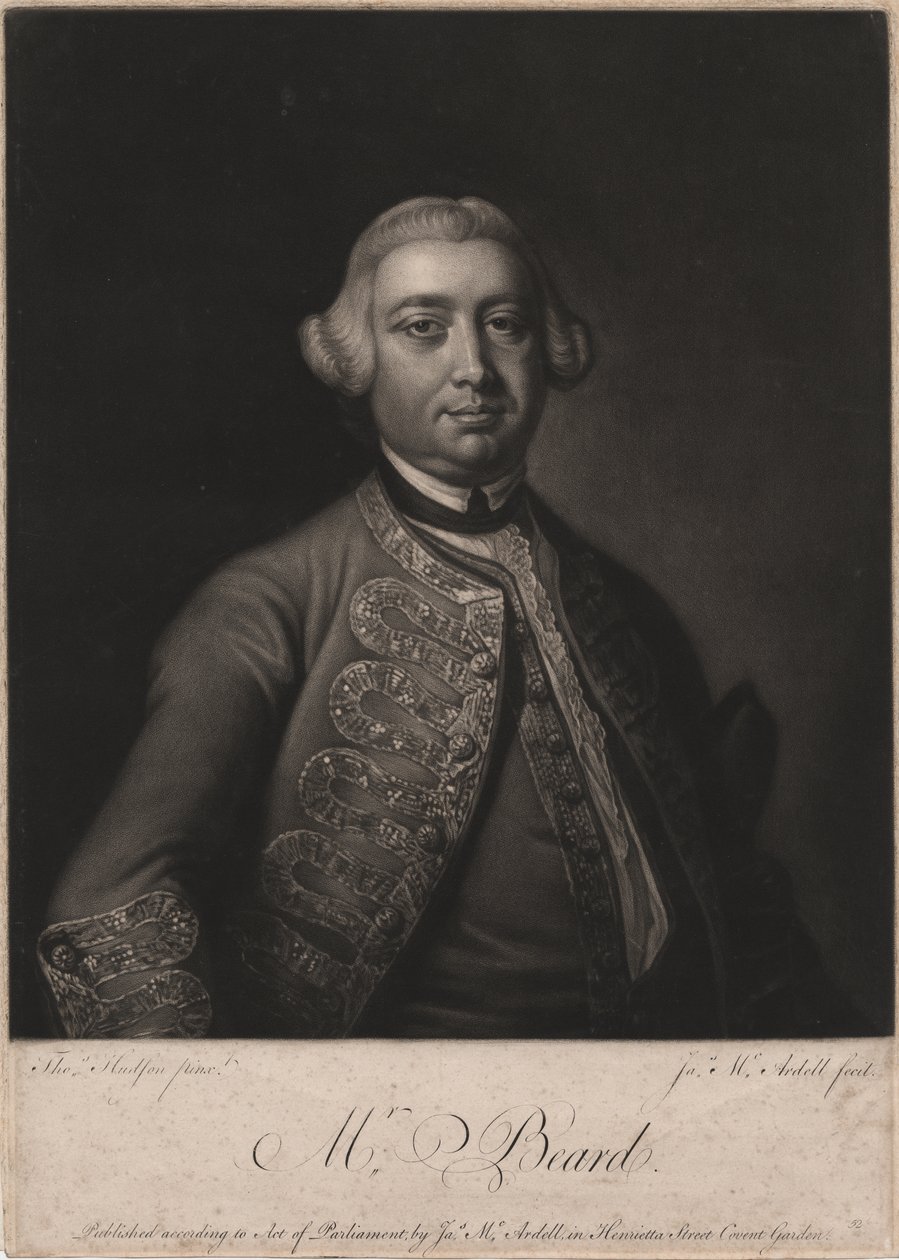 Mr. Beard, gravado por James McArdell (c.1729-65), 1764 (mezzotint) de Thomas Hudson