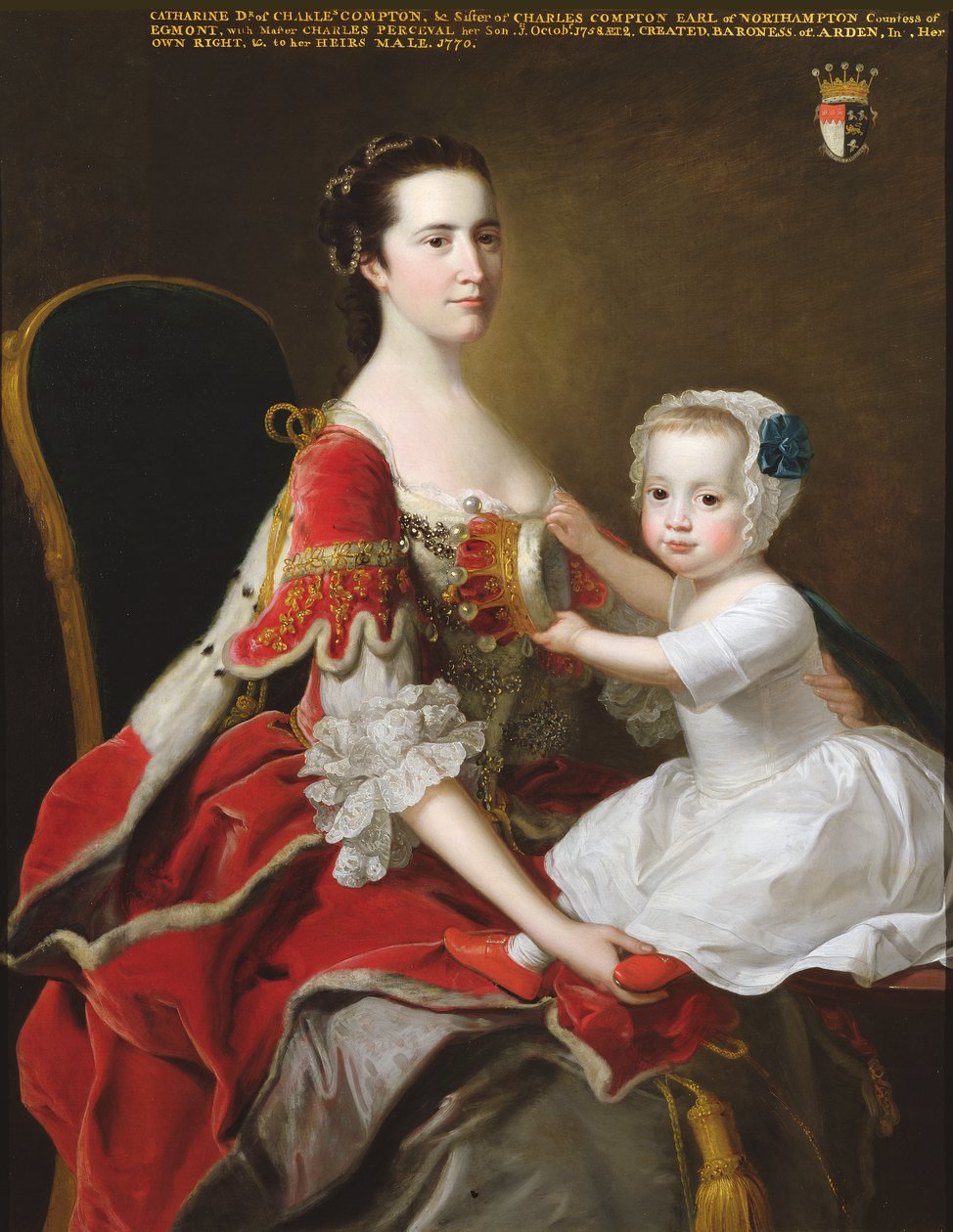 Retrato de Catherine Compton (d.1784) Condessa de Egmont e seu filho mais velho Charles Perceval (n.1756) 1758 de Thomas Hudson