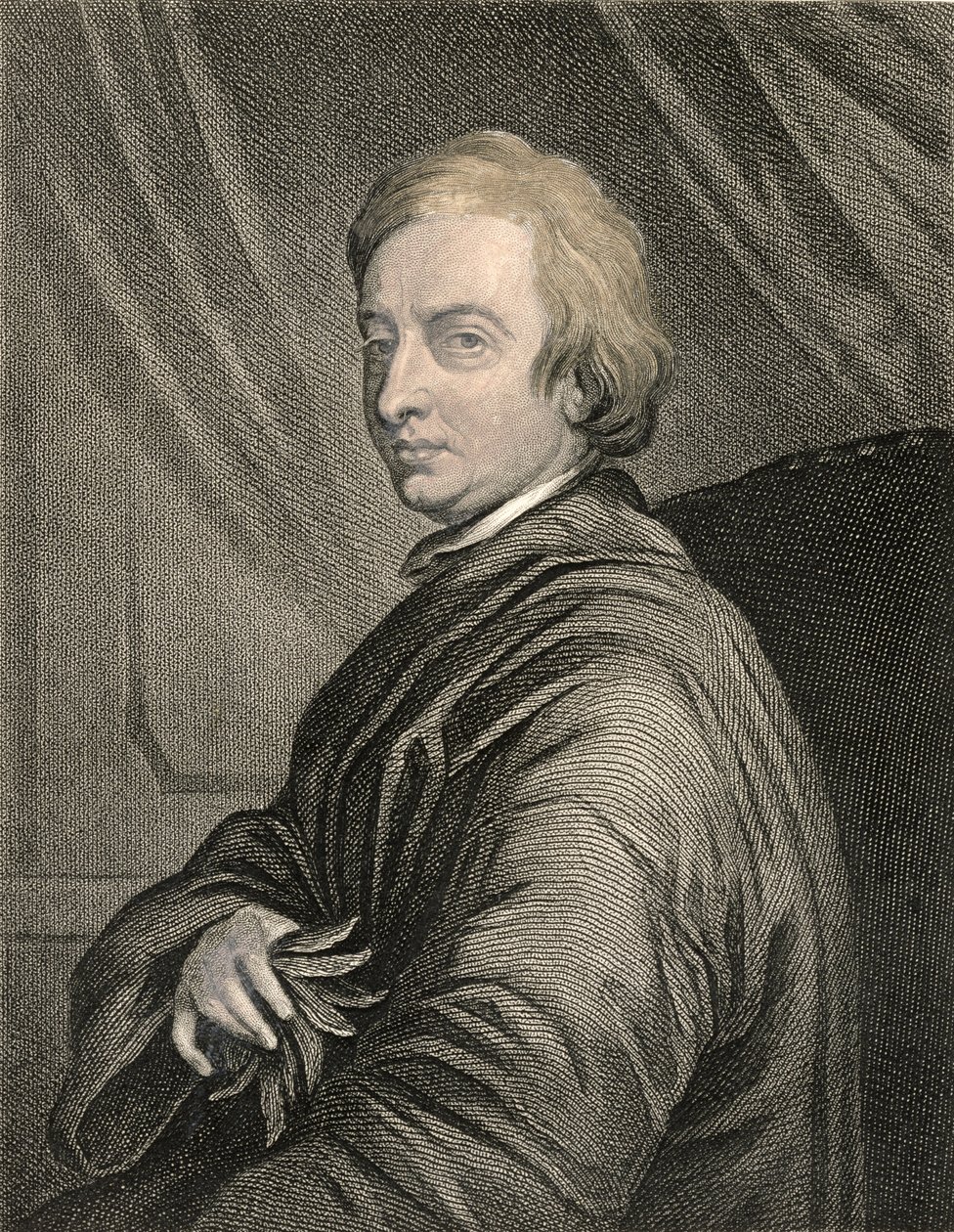 Retrato de John Dryden (1631-1700) gravado pelo bar de Charles Edward Wagstaff (b.1808). de William Mackenzie de Thomas Hudson