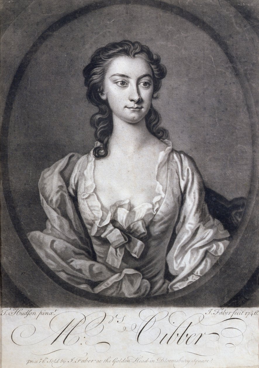 Retrato da Sra. Cibber (1714-66), atriz e cantora, gravada por John Faber (1684-1756), 1746 de Thomas Hudson