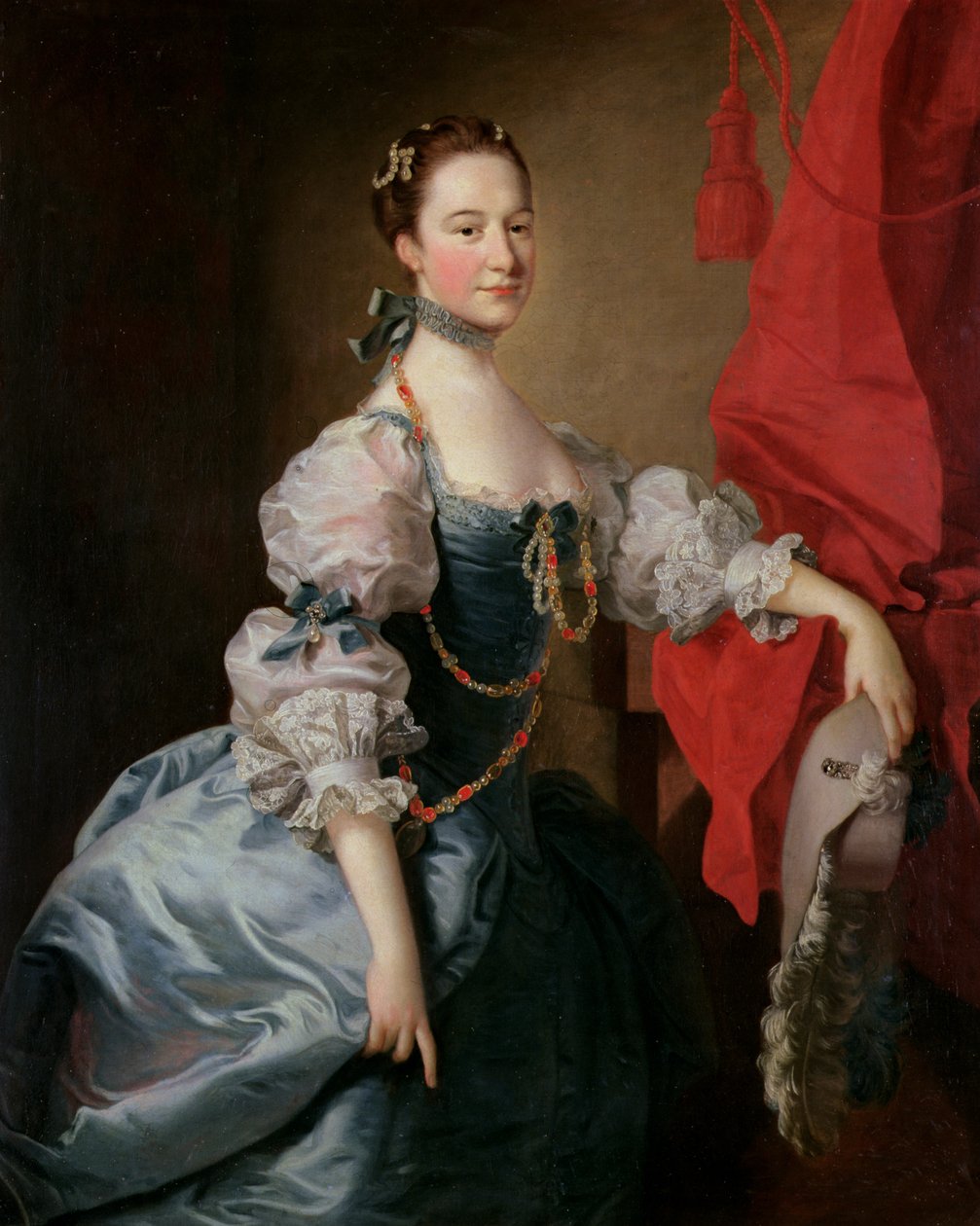 Retrato de uma senhora em um vestido azul de Thomas Hudson