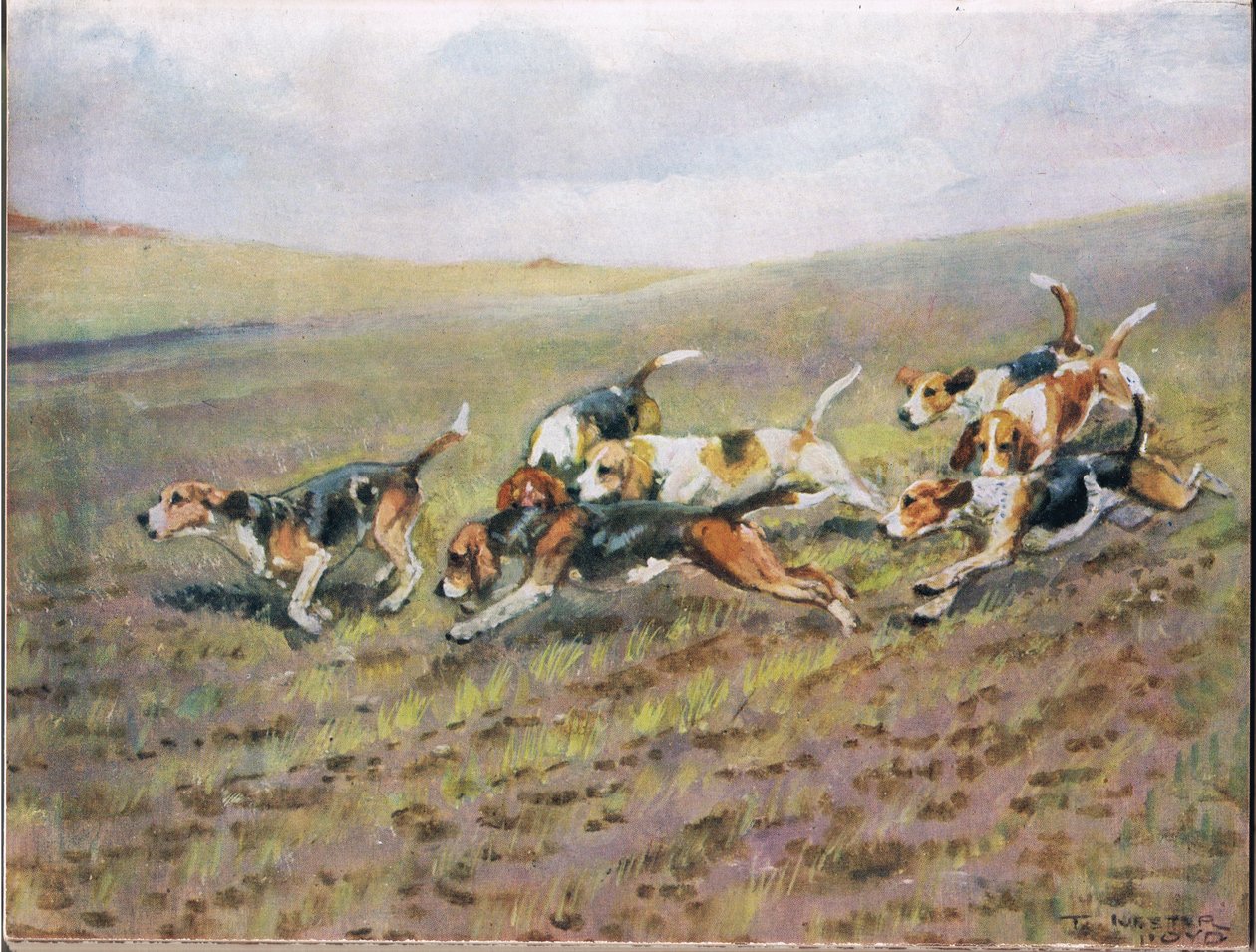 Atravessando os campos, ilustração de &39;Hounds&39; de Thomas Ivester Lloyd