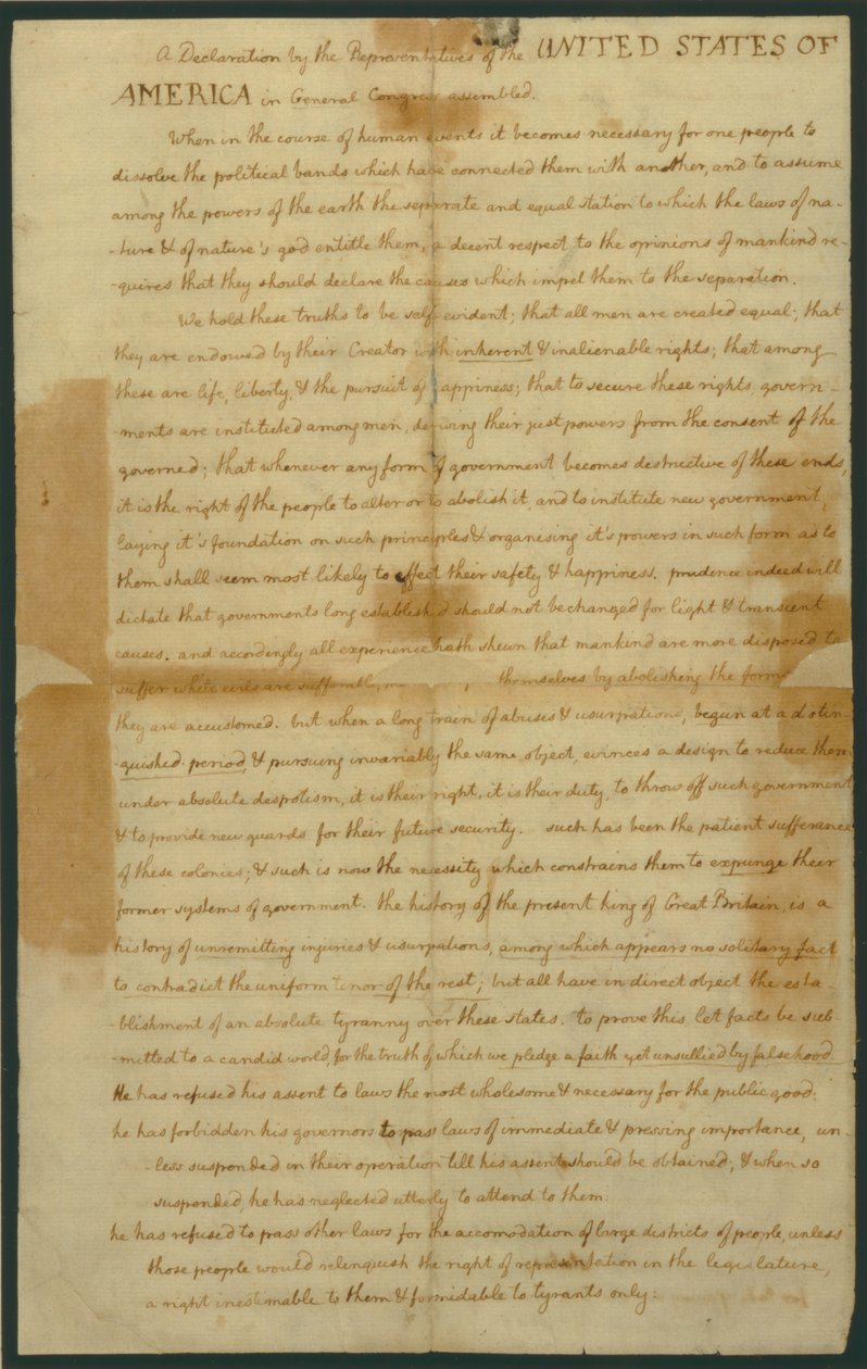 Projeto de Declaração da Independência, 4 de julho de 1776 de Thomas Jefferson
