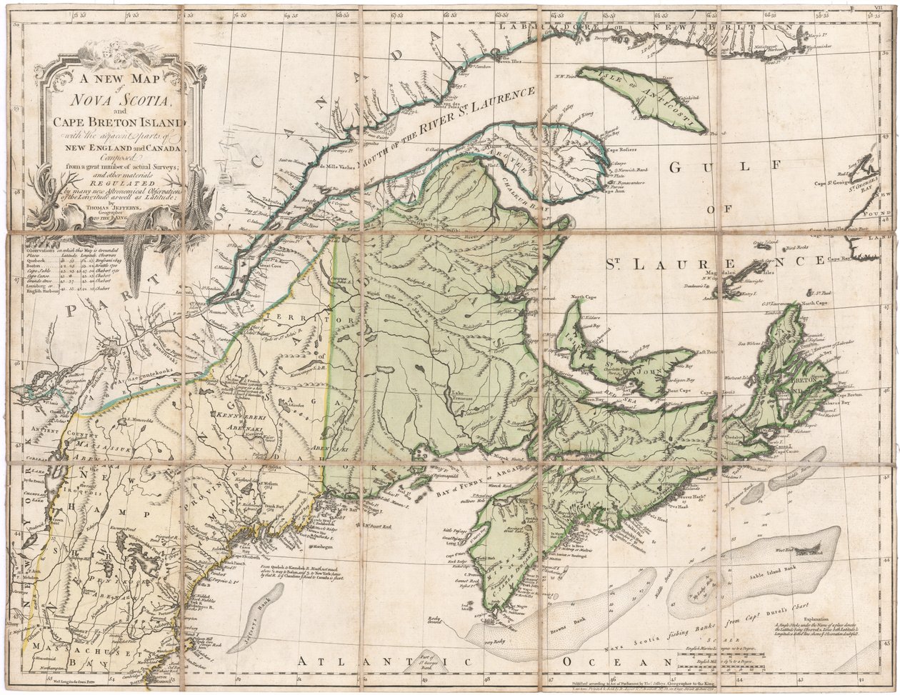 Um mapa da Nova Escócia por Jefferys de Thomas Jefferys