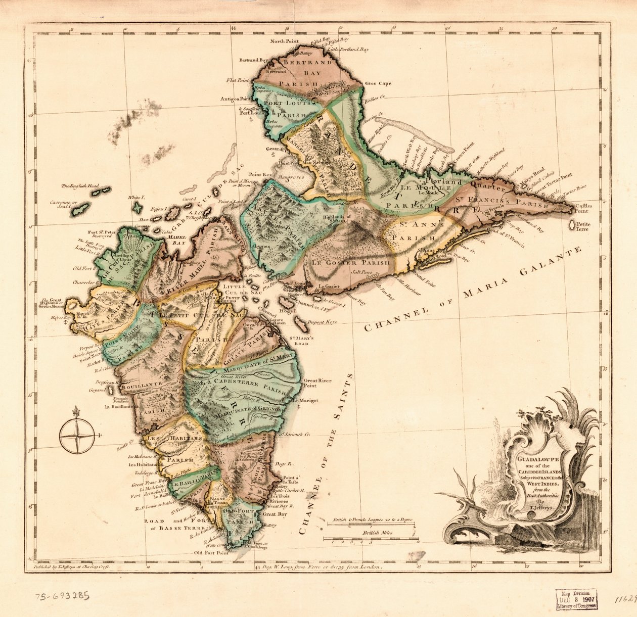 Guadalupe, uma das ilhas das Caraíbas sujeitas à França nas Índias Ocidentais, LOC 75693285 de Thomas Jefferys
