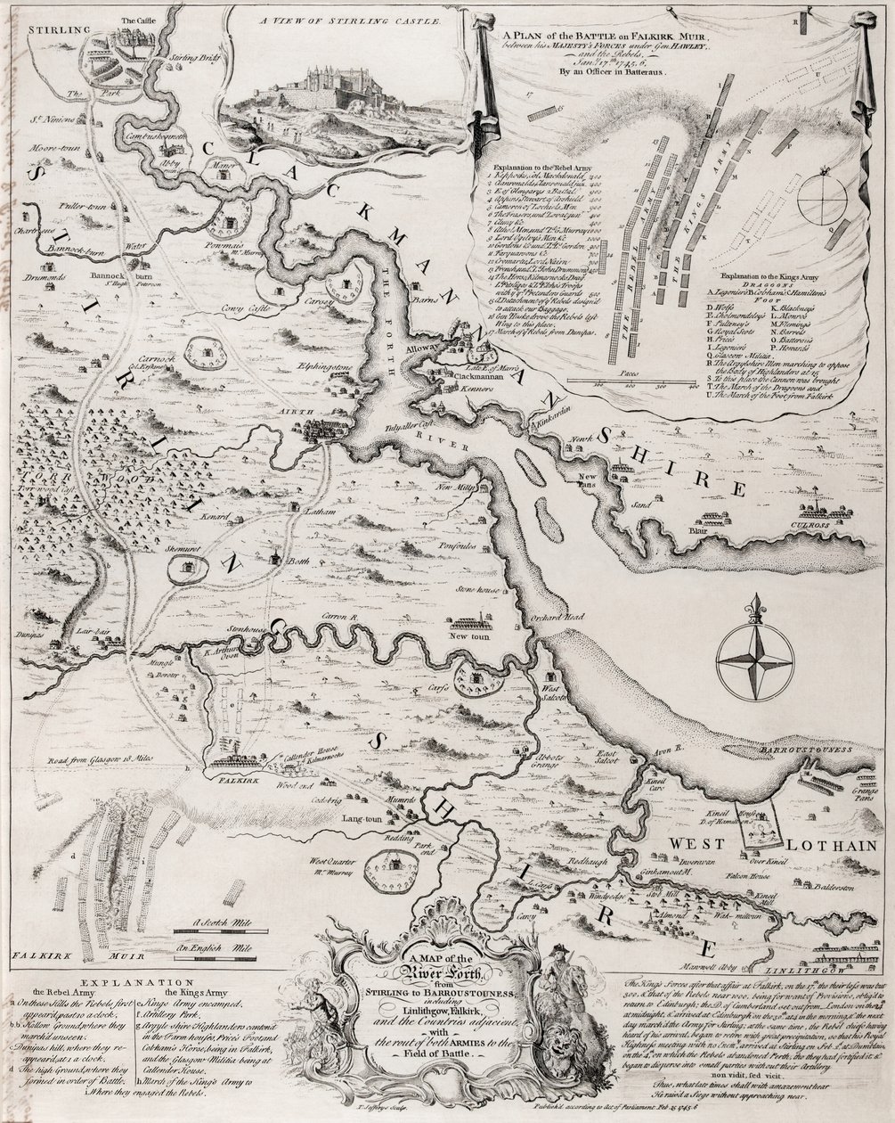 A Batalha de Falkirk, 28 de janeiro de 1746 de Thomas Jefferys
